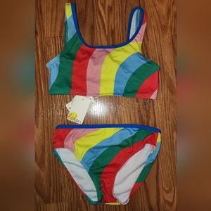NWT Boden Girls Rainbow Striped Bikini